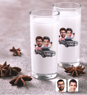BK Gift Kişiye Özel Renkli Baskılı Kankalar Karikatürlü İkili Rakı Bardağı Seti-1 (Beyaz)