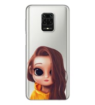 Kahve Saçlı Kız Tasarımlı Süper Şeffaf Silikon Telefon Kılıfı Xiomai Redmi Note 