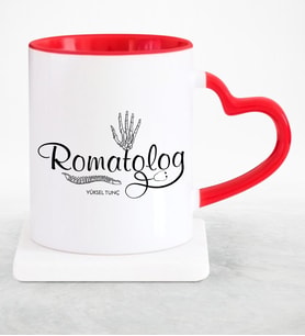 BK Gift Kişiye Özel Mesleki Romatolog Kırmızı Kalpli Kupa Bardak
