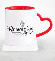 BK Gift Kişiye Özel Mesleki Romatolog Kırmızı Kalpli Kupa Bardak