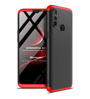Microsonic Realme C3 Kılıf Double Dip 360 Protective Siyah Kırmızı