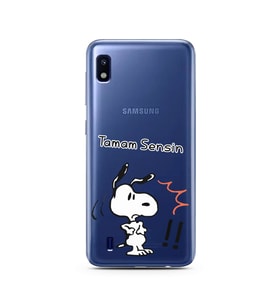 Snoopy Tasarımlı Süper Şeffaf Silikon Telefon Kılıfı Samsung A10
