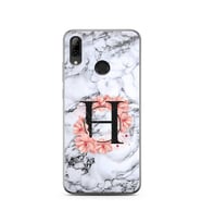 Mermer Çiçekli Harf Tasarım Süper Şeffaf Silikon Telefon Kılıfı Huawei PSmart 20