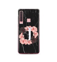 Mermer Çiçekli Harf Tasarım Süper Şeffaf Silikon Telefon Kılıfı Samsung A9 (2018