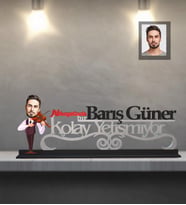 Kişiye Özel Kemancı Karikatürlü Kolay Yetişmiyor Ahşap Biblo  Bay-1