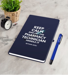 BK Gift Kişiye Özel Eczacı Teknisyeni Lacivert Defter Kalem Seti