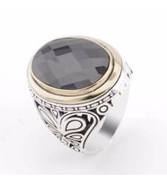 Siyah Zirkon Oval Taşlı Gümüş Erkek Yüzük