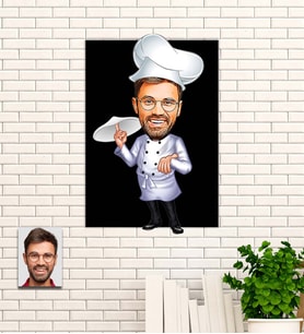 Kişiye Özel Şef Temalı Karikatür Ahşap Tablo