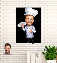 Kişiye Özel Şef Temalı Karikatür Ahşap Tablo