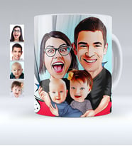 BK Gift Kişiye Özel Aile Karikatürlü Beyaz Kupa Bardak  4