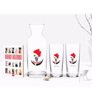 BK Gift Kişiye Özel Renkli Baskılı Kırklareli Tasarımlı Turistik İkili Rakı Bardağı Karaf ve Cep Kitabı Hediye Seti-1 (Model 1)