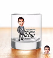 BK Gift Kişiye Özel Renkli Baskılı Erkek Kolay Yetişmiyor Karikatürlü Viski Bardağı-1 (Beyaz)