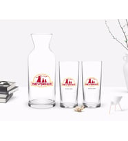 BK Gift Kişiye Özel Renkli Baskılı Nevşehir Tasarımlı Turistik İkili Rakı Bardağı ve Karaf Hediye Seti-1 (Beyaz)
