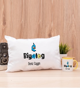 Biyolog Dikdörtgen Yastık ve Sarı Kupa Bardak