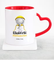 BK Gift Kişiye Özel Mesleki Elektrik Mühendisi Kırmızı Kalpli Kupa Bardak  2