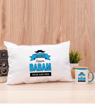 Canım Babam Dikdörtgen Yastık ve Mavi Kupa Bardak
