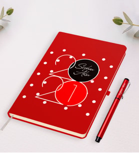 BK Gift Kişiye Özel Yılbaşı 2024 Temalı Kırmızı Defter Kalem Seti
