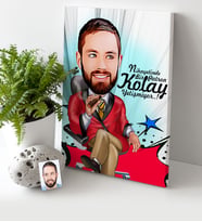 BK Gift Kişiye Özel Bay Patron Karikatür Kanvas Tablo 30x50cm 2