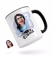 BK Gift Kişiye Özel Kadın Patron Karikatürlü Siyah Kupa Bardak-5