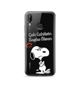 Snoopy Tasarımlı Süper Şeffaf Silikon Telefon Kılıfı Huawei P20 Lite 