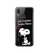 Snoopy Tasarımlı Süper Şeffaf Silikon Telefon Kılıfı Huawei P20 Lite 