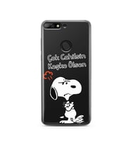 Snoopy Tasarımlı Süper Şeffaf Silikon Telefon Kılıfı Huawei Y7 2018