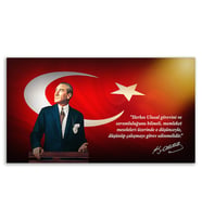 ''Güner Ofis'' Atatürk Tablosu Deri Üzerine Kanvas Tablo 80x130