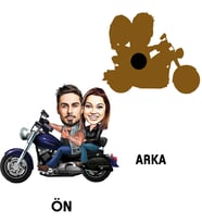 Kişiye Özel Motorcu Sevgili Karikatürlü Ahşap Magnet Model 3