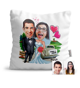 BK Gift Kişiye Özel Evleniyoruz Karikatür  Yastık  1