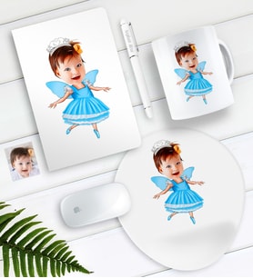BK Gift Kişiye Özel Çocuk Balerin Karikatürlü Defter Kalem Kupa Mouse Pad Seti (Model 1)