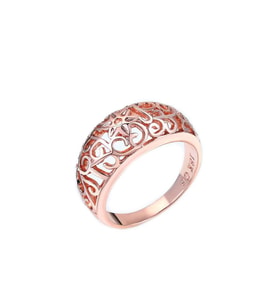 Çiçek Desenli Yüzük 18 K Kırmızı Altın Kaplama Altın / Dore-9 (49mm)
