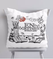 BK Gift Kişiye Özel En İyi Öğretmen Beyaz Yastık-8