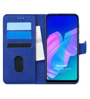 Microsonic Huawei P40 Lite E Kılıf Fabric Book Wallet Lacivert