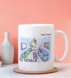 Kişiye Özel İç Mimar Tasarımlı Beyaz Kupa