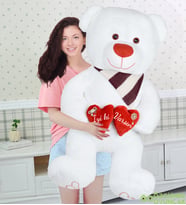 125 Cm Çift Kalp Tutan Masum Ayıcık