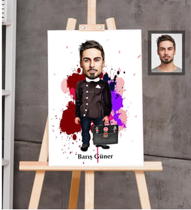 Kişiye Özel enler Siyah Önlük Karikatürlü Ahşap Tablo 30x47 Bay-1