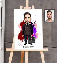Kişiye Özel enler Siyah Önlük Karikatürlü Ahşap Tablo 30x47 Bay-1