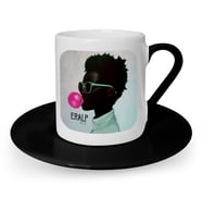 BK Gift Kişiye Özel Retro Face Tasarımlı Siyah Türk Kahvesi Fincanı  1