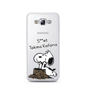 Snoopy Tasarımlı Süper Şeffaf Silikon Telefon Kılıfı Samsung E7