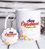 BK Gift Kişiye Özel Sınıf Öğretmeni Beyaz Kupa ve Anahtarlık Hediye Seti-12 (Model 1)