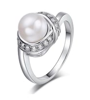 Stellux Kristal Taşlı Beyaz İnci Yüzük  7 (47mm)