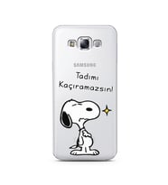 Snoopy Tasarımlı Süper Şeffaf Silikon Telefon Kılıfı Samsung E7