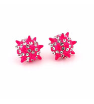 PUNK PEMBE DİKENLİ PARLAK TAŞLI KADIN KÜPE EX010