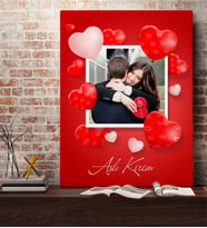 BK Gift Kişiye Özel Sevgili Fotoğraflı Kalpli Kanvas Tablo (70x100cm.)