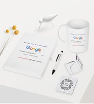 BK Gift Kişiye Özel Google Dünyanın En İyi Öğretmeni Temalı Beyaz Defter Kalem Kupa Ayna Seti