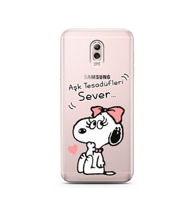 Snoopy Tasarımlı Süper Şeffaf Silikon Telefon Kılıfı Samsung C8 