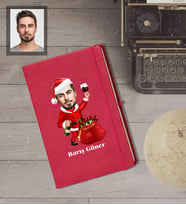 Kişiye Özel Yılbaşı Erkek Karikatürlü Kırmızı Defter Model-6
