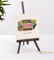 BK Gift Kişiye Özel Sosyal Bilgiler Öğretmeni Şovaleli Doğal Taş-3 (Beyaz)