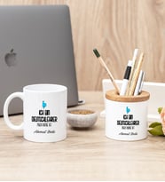Erkek Almanca Öğretmeni Beyaz Kupa Bardak Ve Kalemlik Seti