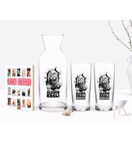 BK Gift Kişiye Özel Renkli Baskılı Alemin Kralı Tasarımlı İkili Rakı Bardağı Karaf ve Cep Kitabı Hediye Seti-1 (Model 1)